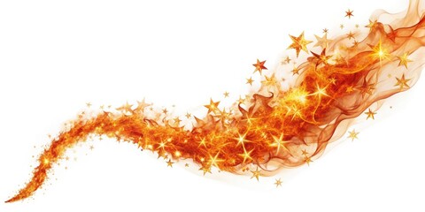 Celestial Fire Stream: Double Exposure, Night Sky, Starry, Cosmic, Fiery River, Galaxy, Abstract, Surreal, Astronomy Photography