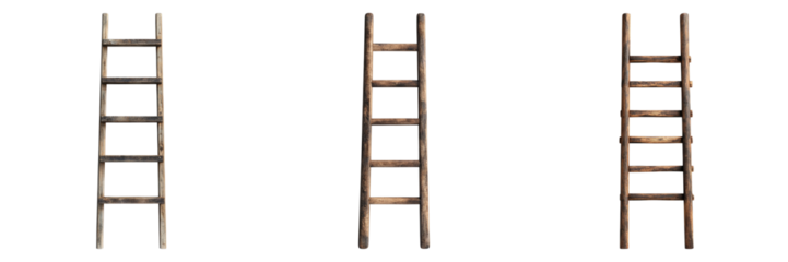 Wall ladder isolated on transparent background. PNG, Set of
