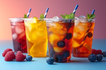 Iced Tea Variety on Blue Surface