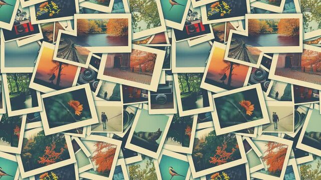 Seamless collage of vintage-style postage stamps.