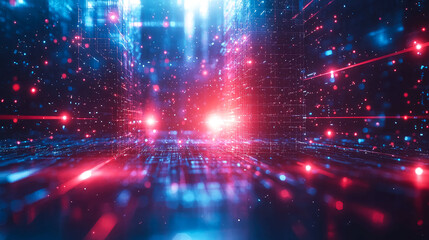 Fototapeta premium Abstract Digital Network: Cyberpunk Cityscape of Lines and Data Flow