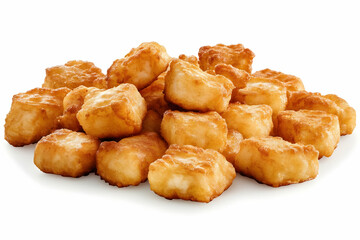 Photo Of Crispy Golden Fried Chicken Nuggets Isolated On White Background