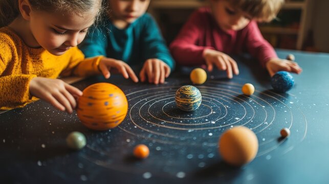 Curious Children Exploring the Solar System with a Hands-on Model