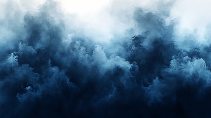 Abstract Watercolor Texture Background with Dark Blue Ink Clouds and Light Center Space.