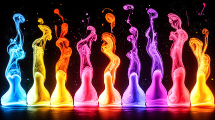 Abstract Rainbow Ink Fluid Swirls: Vibrant Colors and Dynamic Motion