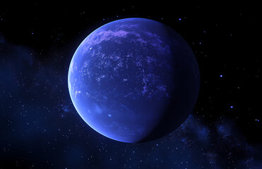 Celestial Orb: A captivating depiction of a distant, otherworldly planet, floating serenely amidst a star-studded cosmos.