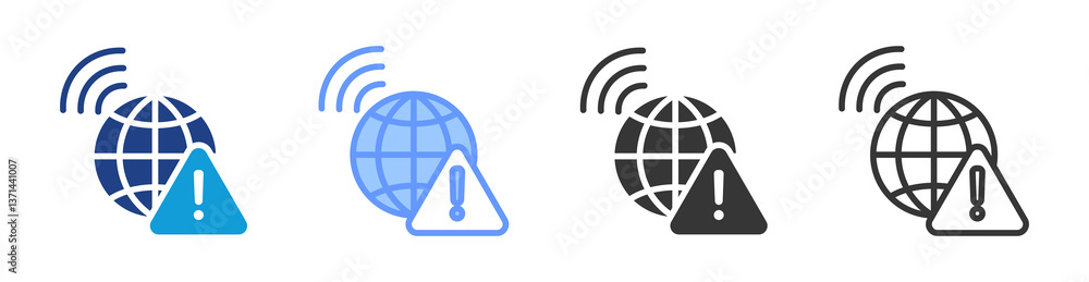 Poster online threat icon set multiple style collection