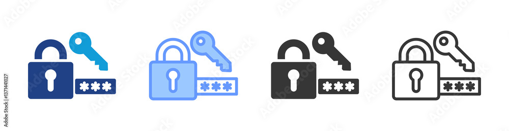 Poster Security Password icon set multiple style collection