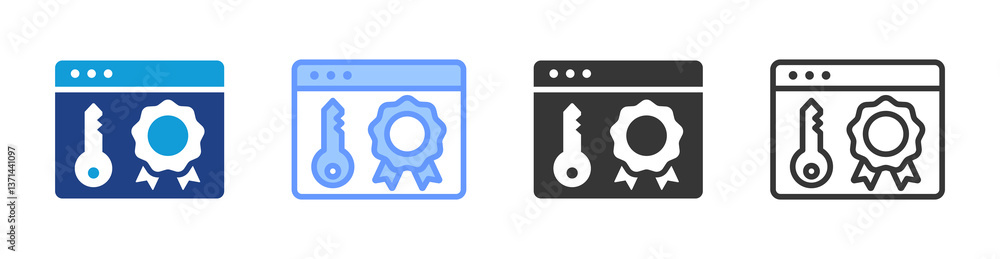 Poster License icon set multiple style collection