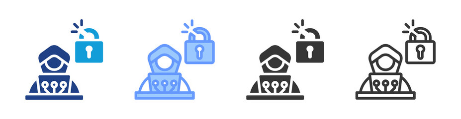 Cyber Attack icon set multiple style collection