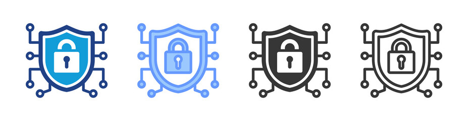 Cyber Security icon set multiple style collection