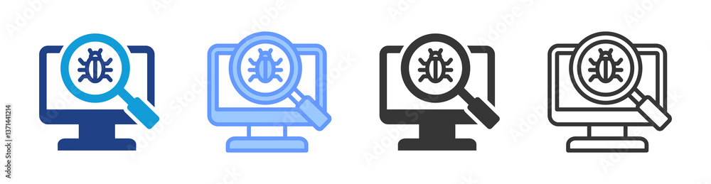 Aufkleber Virus Detection icon set multiple style collection