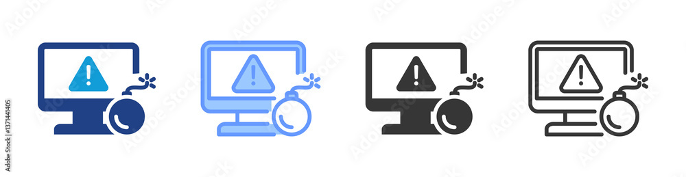 Poster threat icon set multiple style collection
