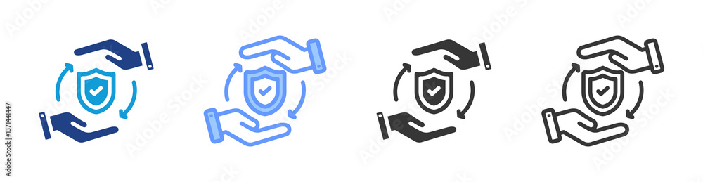 Poster protection icon set multiple style collection