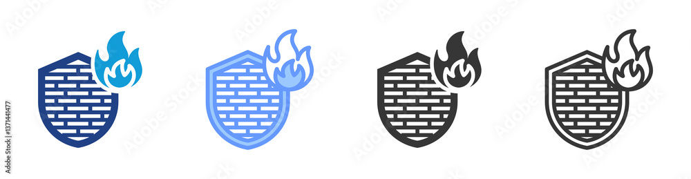 Poster Firewall icon set multiple style collection