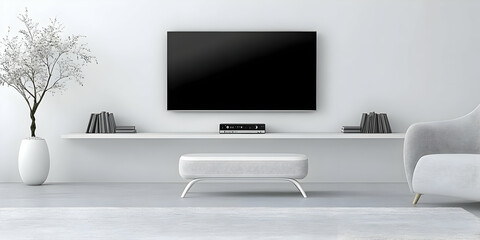 Photo of Minimalist White Living Room Interior with Modern Furniture