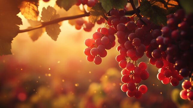 Red grapes on vine HD 8K wallpaper