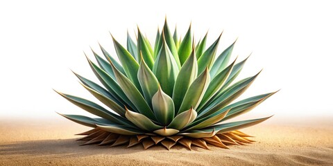Agave Minimalist Art: Warm Tones, Sharp Leaves, Sandy Soil, High Depth of Field