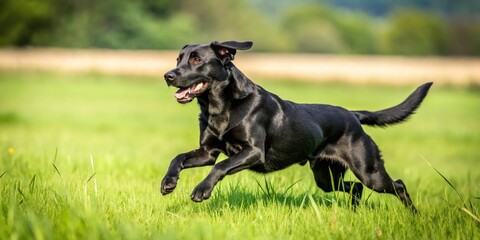 Black Dog Running Bokeh Field Photography - Stunning Nature Images