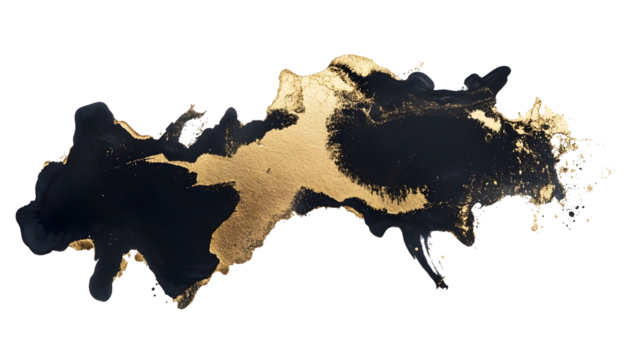 Black and gold ink blot , clipping path  -  
