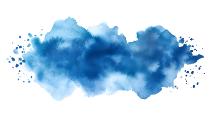 Blue and white watercolor flow blot , clipping path  -  