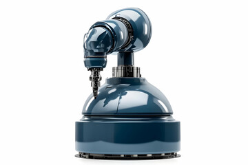 Realistic 3D Render of a Blue Robotic Arm on White Background