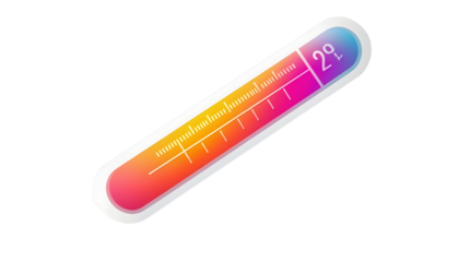 Bright thermometer gradient icon , clipping path -