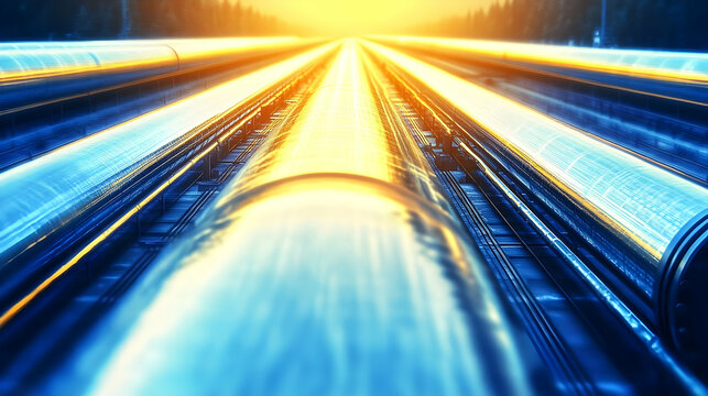 Shiny Metallic Pipelines with Dynamic Illumination Abstract Photo