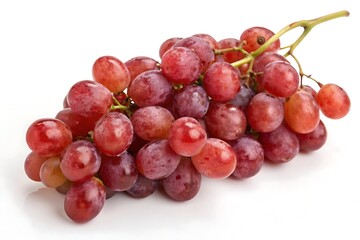 Fototapeta premium A bunch of fresh red grapes with a stem on a white background close up view