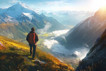 Obraz premium Adventure and Exploration at Breathtaking Mountain View