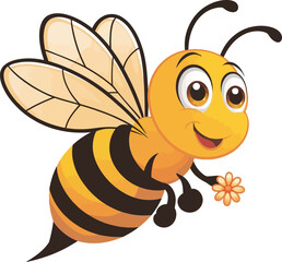 Cute cartoon a illustrator honey bee vector with a white backround