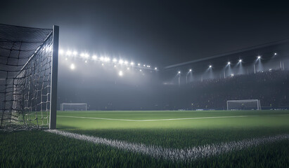 Nighttime Stadium Ambience: A captivating view of a stadium bathed in the ethereal glow of floodlights, exuding an atmosphere of anticipation.