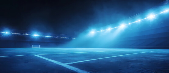 Stadium Lights: An empty soccer field bathed in the cool glow of stadium lights, a sense of anticipation hangs in the air