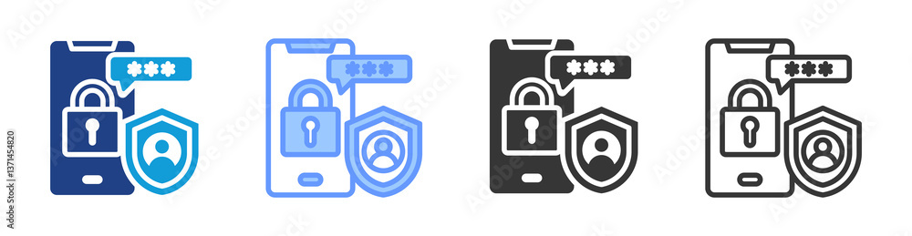 Poster Mobile Authentication icon set multiple style collection