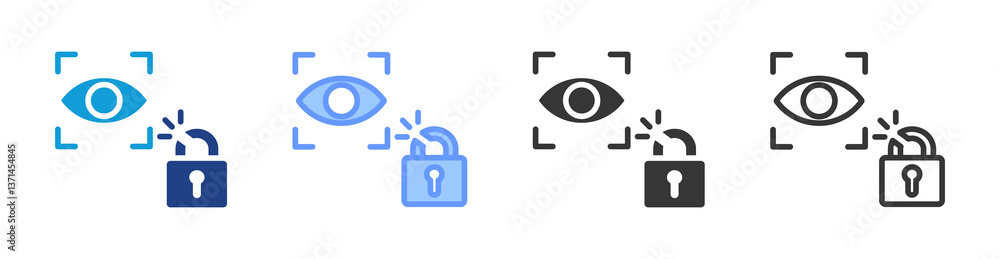 Poster Retina Scan icon set multiple style collection