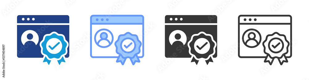 Poster Digital Certificate icon set multiple style collection