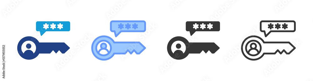 Aufkleber Authorization Code icon set multiple style collection
