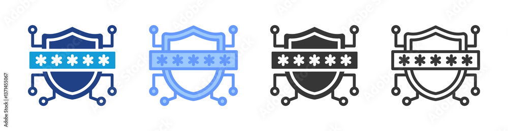 Aufkleber Secure Password icon set multiple style collection
