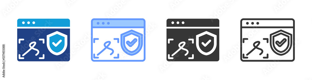 Aufkleber digital signature icon set multiple style collection
