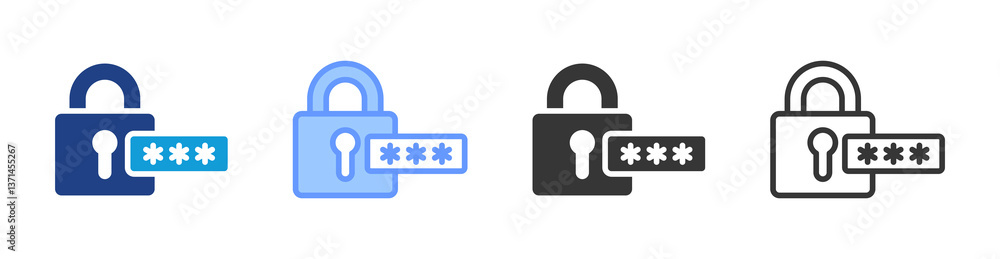 Aufkleber Password icon set multiple style collection
