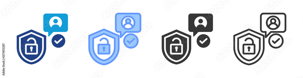 Poster Authentication icon set multiple style collection