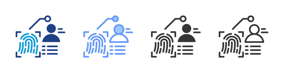 Fingerprint Identity icon set multiple style collection