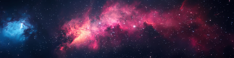 Fototapeta premium Cosmic Symphony: Dive into the ethereal beauty of space, where vibrant nebulas dance amongst a canvas of stars. A symphony of colors ignites the imagination.