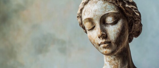 Fototapeta premium Statue of a Female Figure with Eyes Closed 