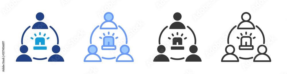 Poster Emergency Management icon set multiple style collection