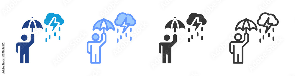 Poster disaster preparedness icon set multiple style collection