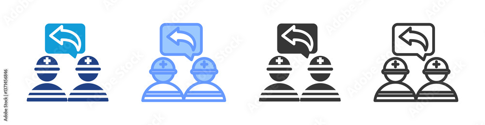 Poster Response Team icon set multiple style collection