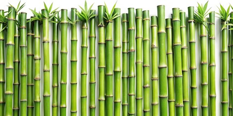 Fototapeta premium Long Exposure Bamboo Photography: Growth, Flexibility, White Background