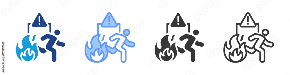 Poster fire evacuation icon set multiple style collection