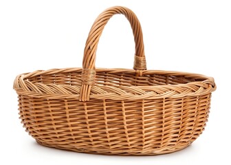 Easter Basket Filled with Colorful Easter Eggs Isolated on White Background &ndash; Festive Holiday Decoration, Easter basket filled with Easter Eggs in isolated on a white background